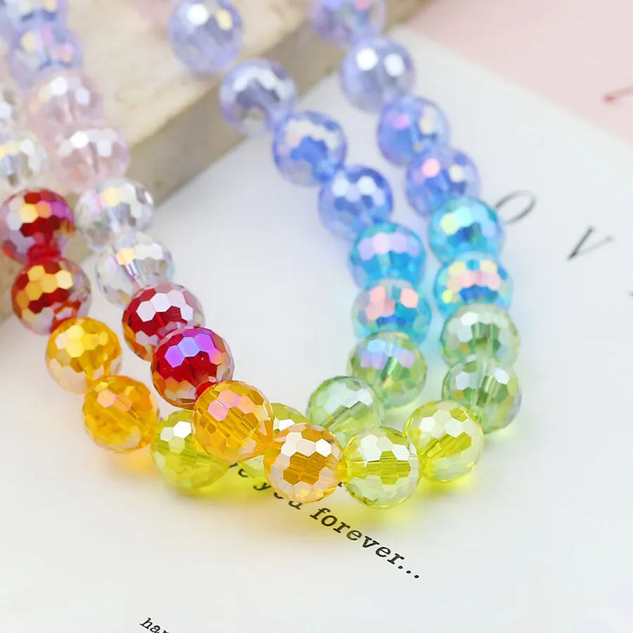 Authentic WLYeeS 8mm MixedColor iridescent Disco Faceted Round Ball Beads 50Pcs Austrian Crystal Loose Glass Beads for Jewelry Making DIY