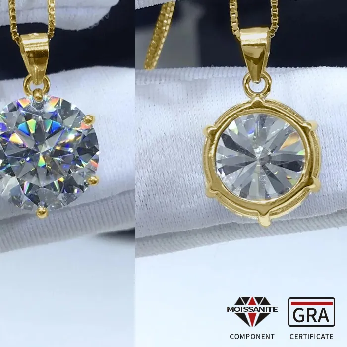 Authentic RAPRGOLD Multi-size Moissanite Simple Solitaire Pendant Necklaces for Women Chains Friend Neck Jewelry Gift with GRA Certificate
