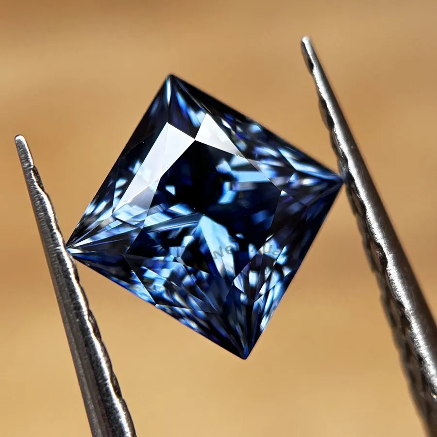 Authentic Princess Cut Bright Vivid Blue VVS1 Loose Moissanite Stone 5.5x5.5-9.5x9.5mm 1-5ct Real jewelry GRA Certificate For Gemstone