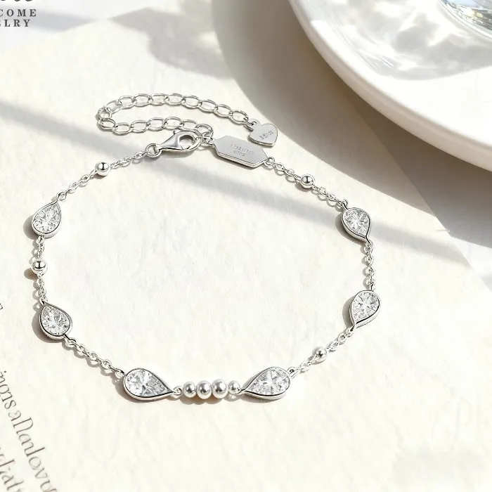 Authentic The Celestial Tear Moissanite Golden Beaded Chain