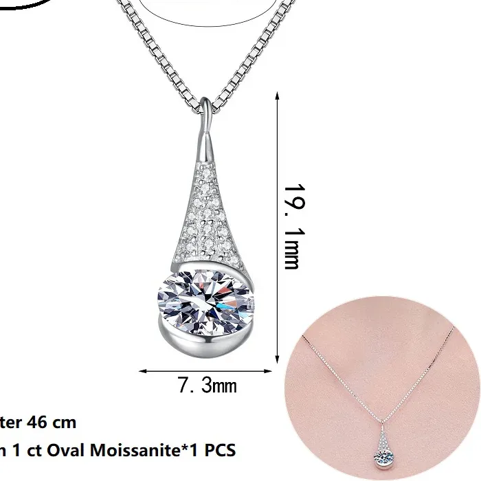 Authentic Apaison 5*7 mm 1 ct Moissanite Pendants For Women 925 Sterling Silver Necklaces Wedding Engagement Female Fine Jewelry Gift