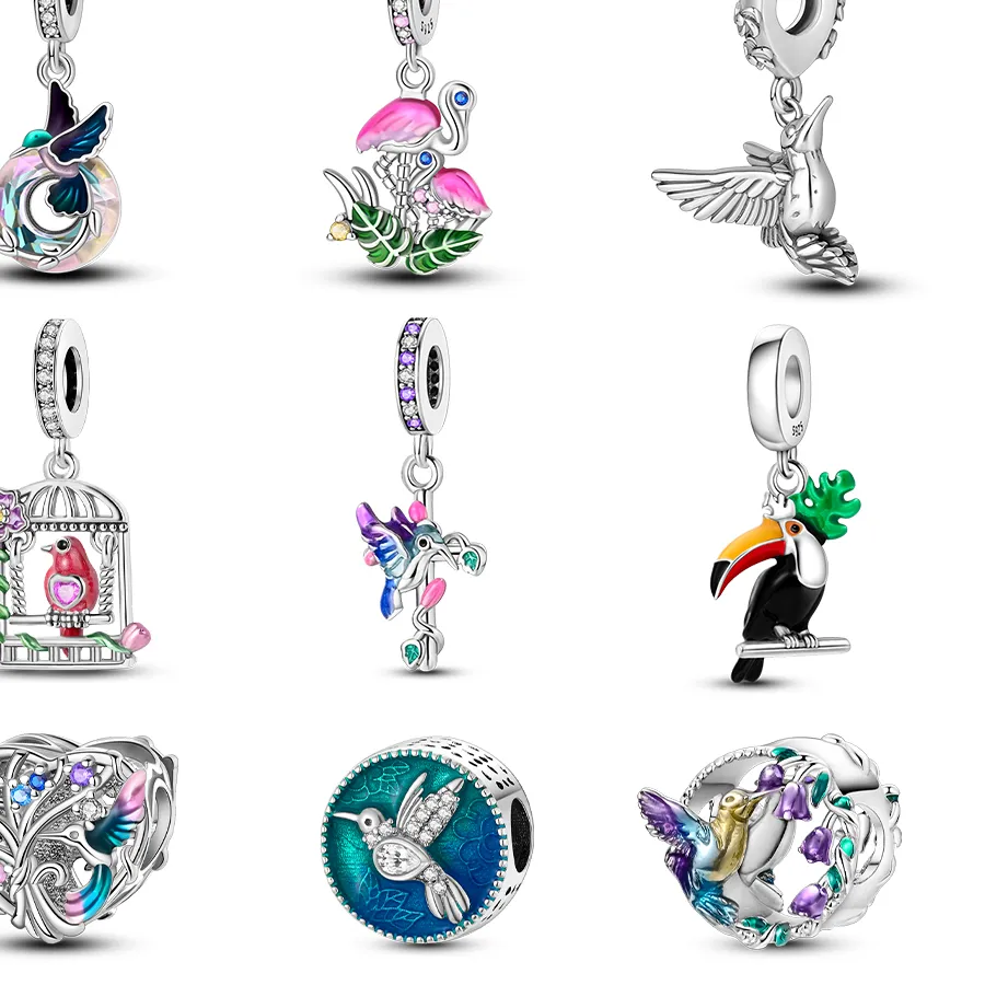 Authentic 925 Sterling Silver Charms Birds Hummingbird Beads Fit Original Bracelet Pendants Diy Jewelry Gift For Women