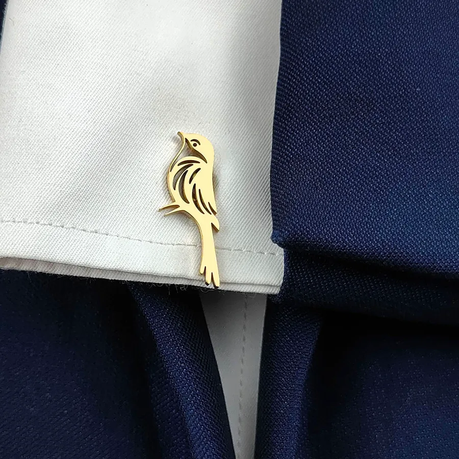 Authentic The Herald of Fortune: 18k Gold-Plated Magpie Cufflinks