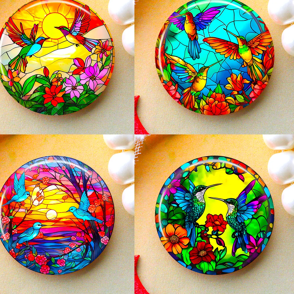 Authentic 2026 8-50mm DIY Jewelry Making Pendent Accessories Photo Glass Cabochons Round Cameo Set Handmade Settings Stone Bird Q83