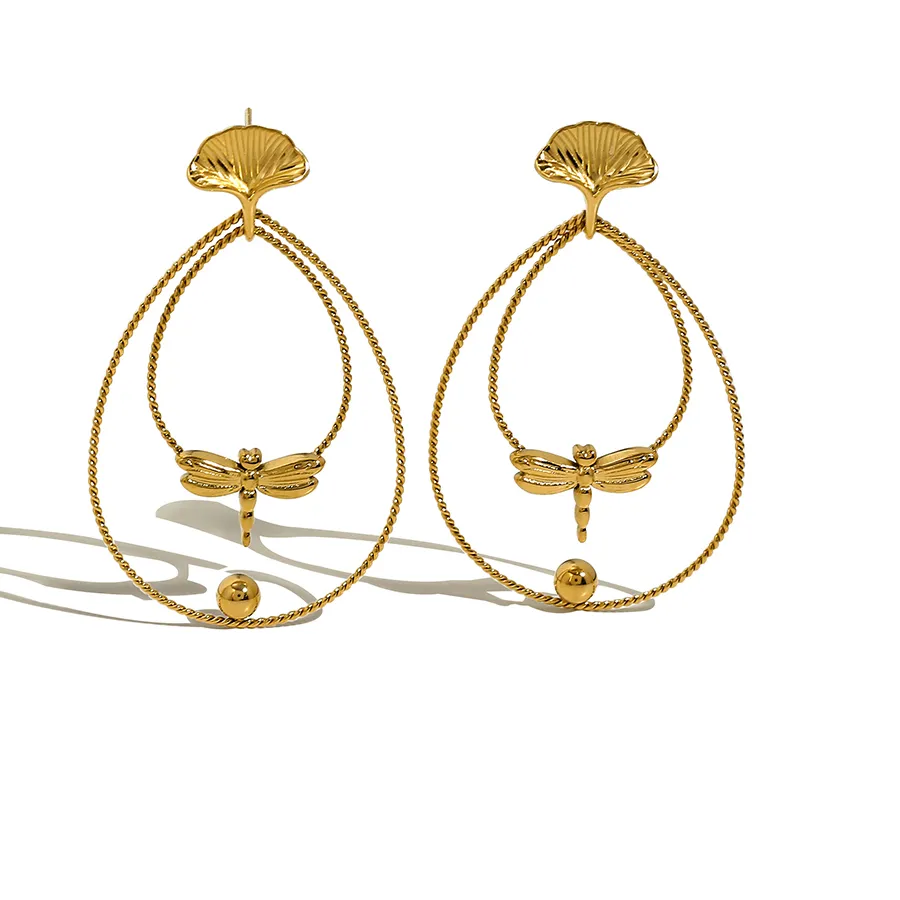 Authentic WILD & FREE In Creative Dragonfly Drop Earrings for Women 18K Gold Plated Trendy Aesthetic Jewelry