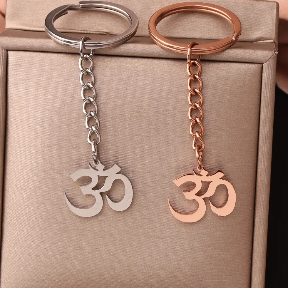 Authentic Trendy Yoga Om Keychain for Women Gold Plated Aum Sanskrit Yoga Chakra Pendant Jewelry Mother's Day