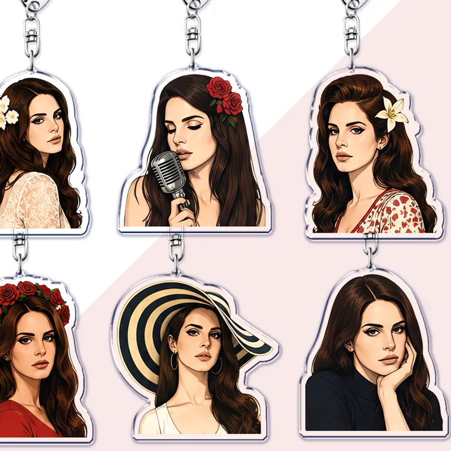 Authentic Lana Del Rey Singer Keychains for Accessories  Key Chains Jewelry Keyrings Fans Friends Gifts