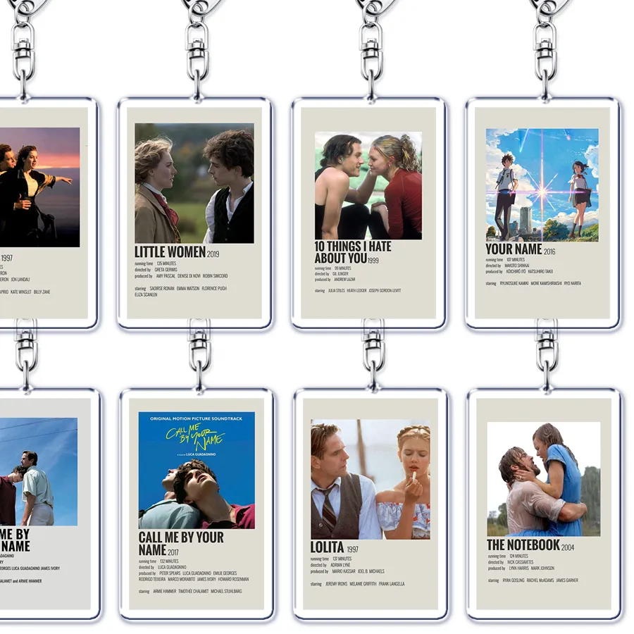 Authentic Classic Love Movie Films Keychains Little Women Titanic Pendant Keyring for Accessories Bag Key Chain Ring Jewelry Fans Gifts