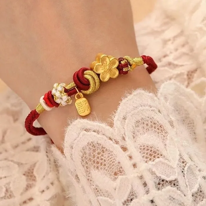 Authentic Peach Blossom Transfer Bead Bracelet Of Ancient And Golden Vow