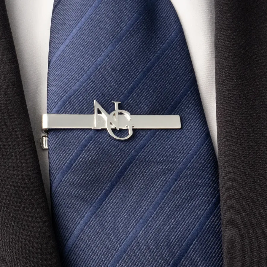 Authentic Customized Initial Tie Clip Shirt Set Personalized Brand Tie Clip Best Man Jewelry