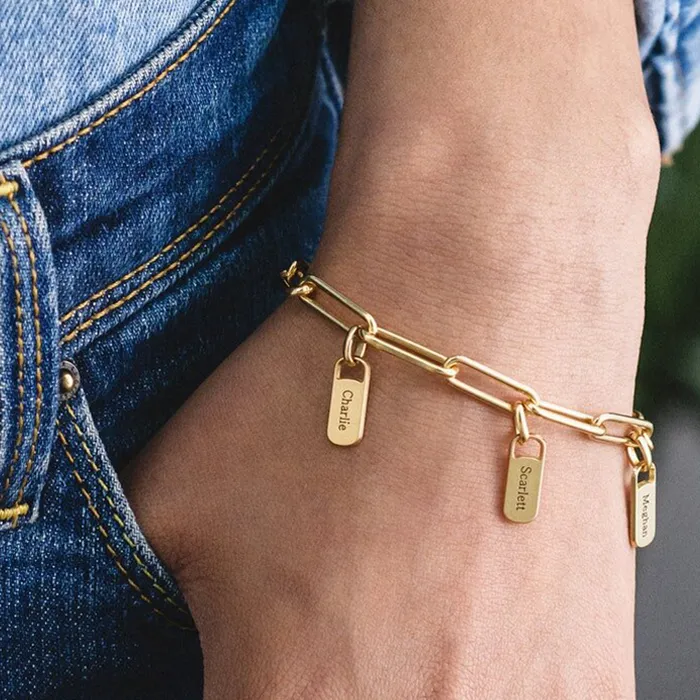 Authentic Six-Petal Harmony: Customized Rectangular Brand Bracelet