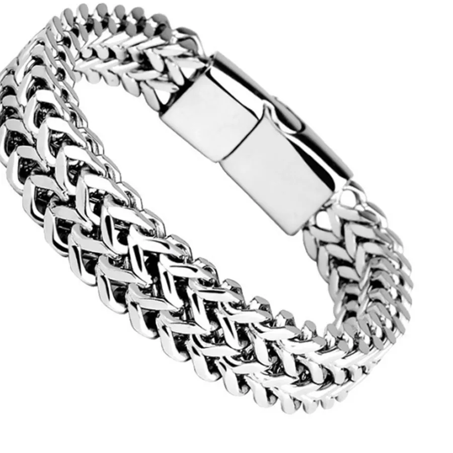 Authentic Braided Double Row Front and Rear Fish Scale Magnetic Buckle Bracelet with Keel Jewelry Model