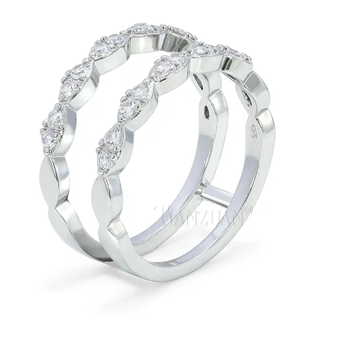 Authentic Double Ring 925 Sterling Silver For Love Double Layer Row Moissanite Ring Jewelry