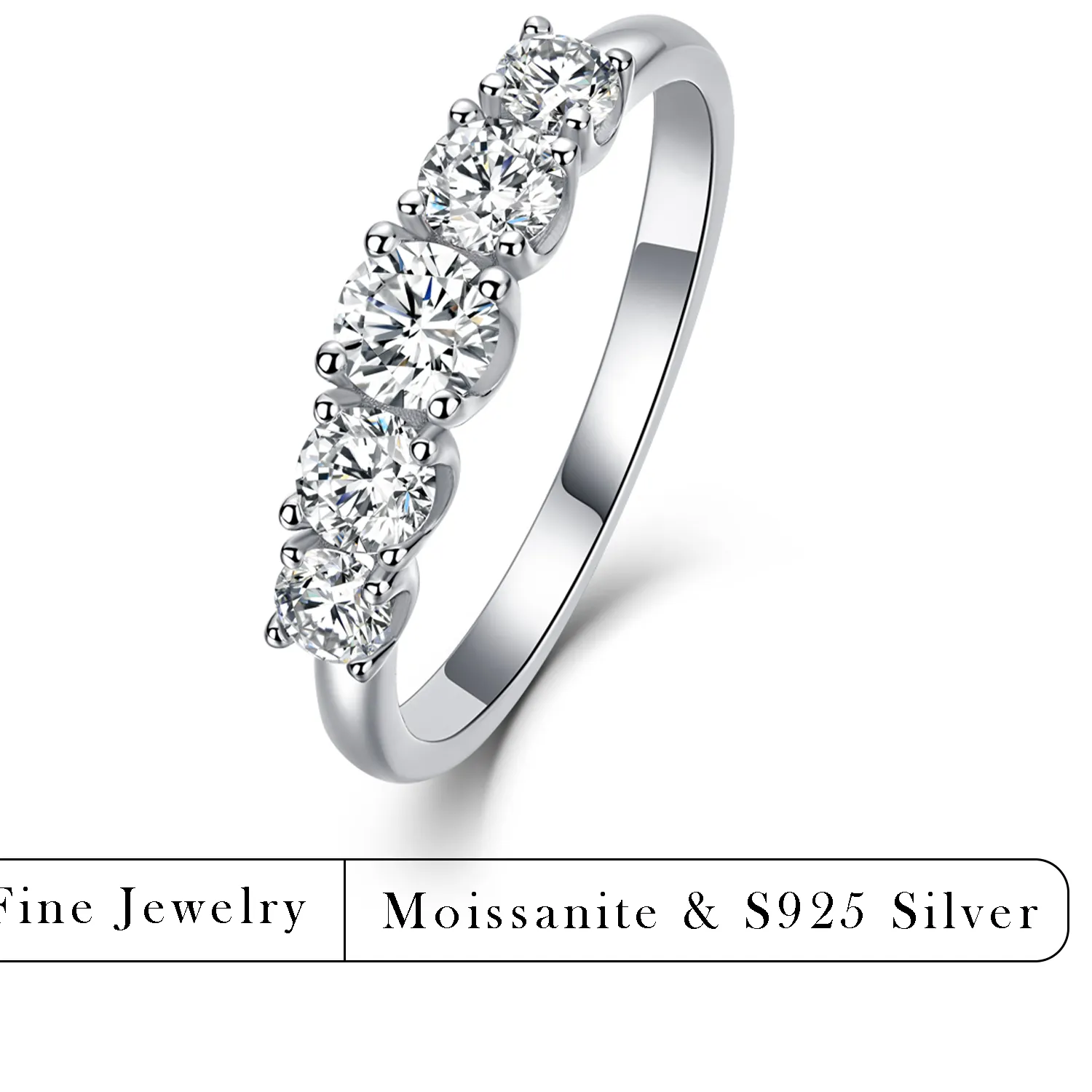 Authentic Moonlit Cluster: 0.7ctw Moissanite Row Band of Eternal Love