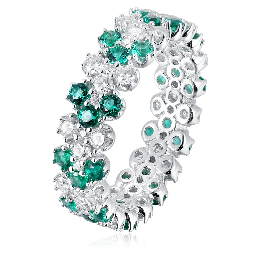 Authentic TYYL Lab Grown Emerald Moissanite Wedding Ring Women's Diamond Eternity Band Real 925 Silver Engagement Row Rings Jewelry Gifts