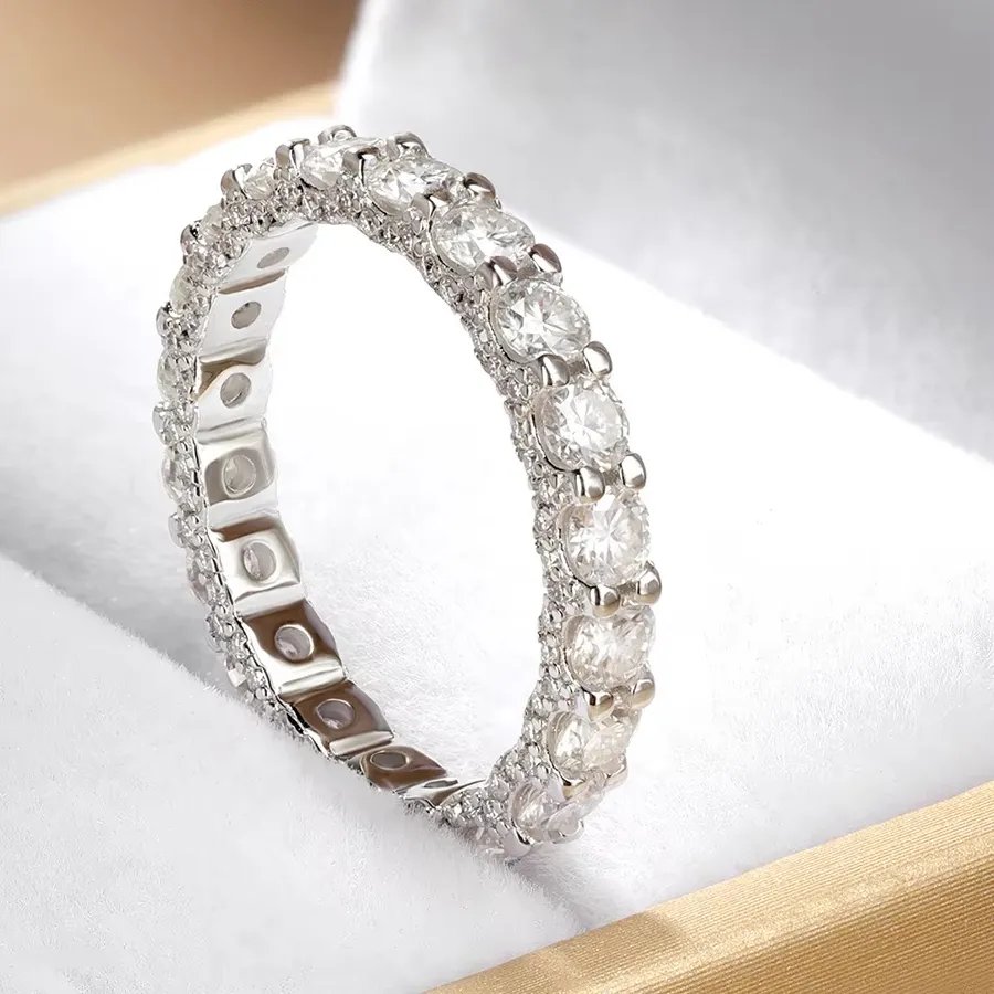 Authentic Serenity 3mm D Color Moissanite Rings For Women Men 100% S925 Sterling Silver Plated 18K Lab Diamond Row Rings Fine Jewelry