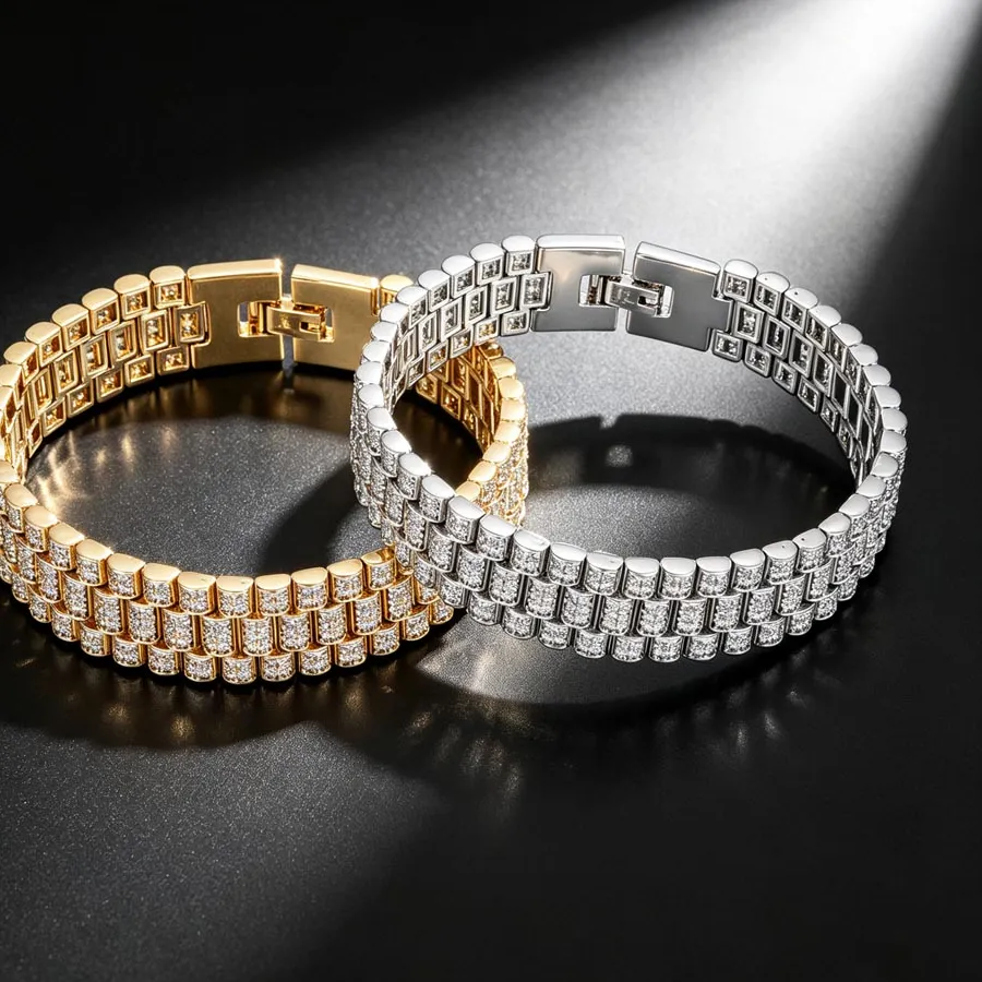 Authentic Synchronizing Harmony: 3 Rows Tennis Chain of Elegance