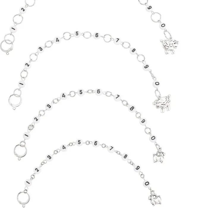 Authentic 4 Pcs 4 Style Row Counter Chains Set, Alloy Sheep Charm Chain Row Counter Knitting Row Counter Chains for Knitting and Crochet
