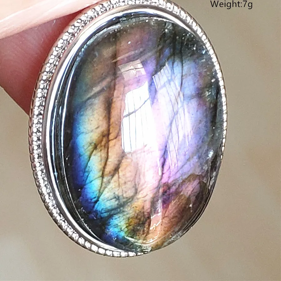 Authentic Natural Blue Labradorite Oval Pendant Jewelry Colorful Labradorite Necklace Women Men AAAAAA