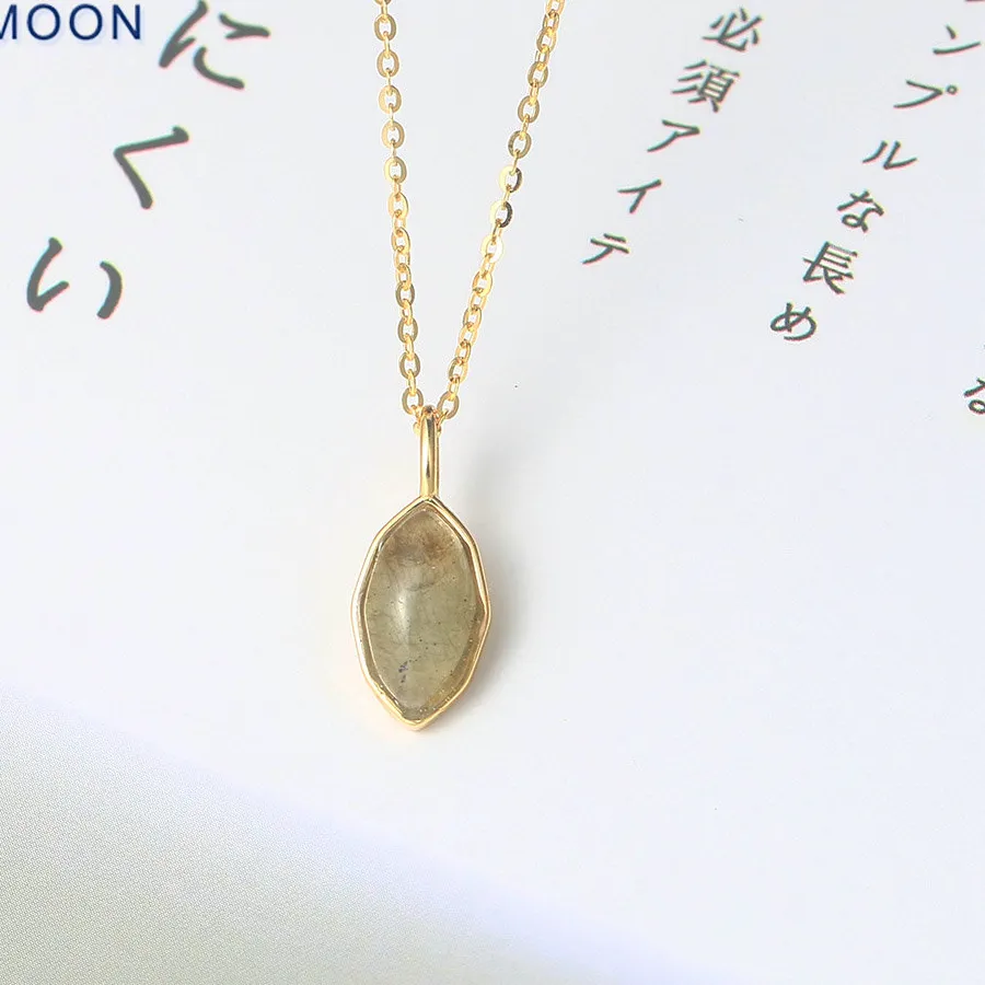 Authentic Celestial Labradorite Soul-Mirror Pendant - 14K Gold-Plated Intuition Amulet