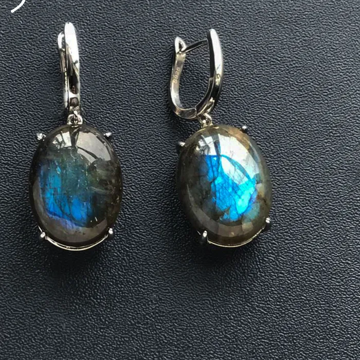 Authentic Celestial Labradorite Soul-Mirror Earrings - Intuitive Awakening Sterling Silver Talismans