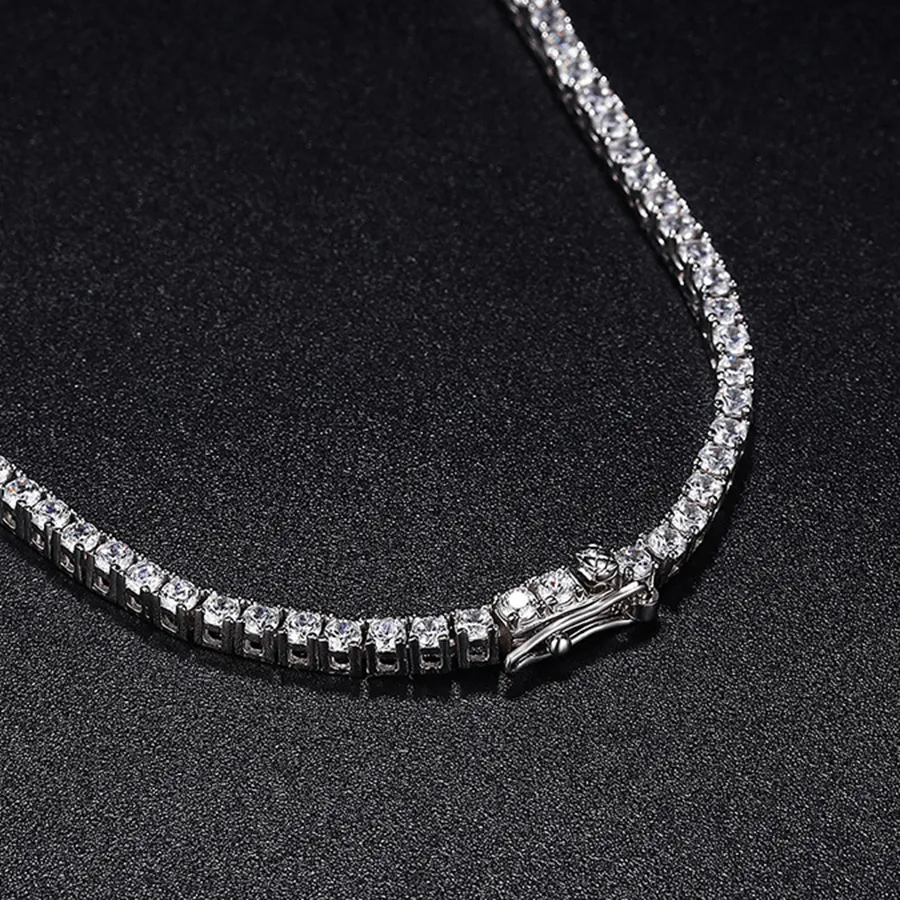 Authentic YLMyself 925 Silver Moissanite Tennis Necklace 2.5mm Diamond Chain 15-24 Inch Elegant Fine Jewelry Gift For Women