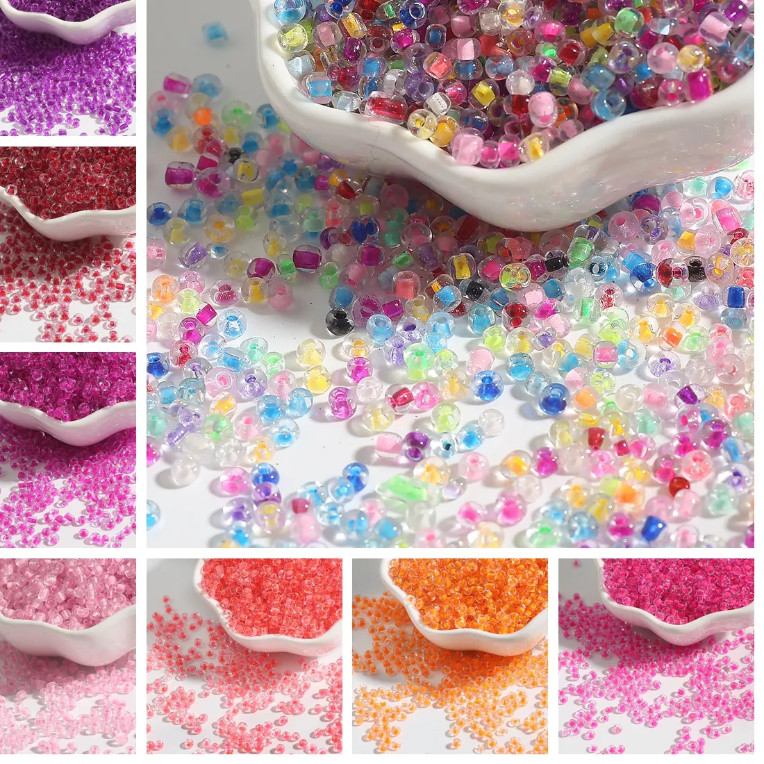 Authentic 15g/Bag 150-1000Pcs Colorful Dyed Core Glass Seed Beads 2/3/4mm Loose Tiny Beads For DIY Bracelet Charms Jewelry Making Supplies