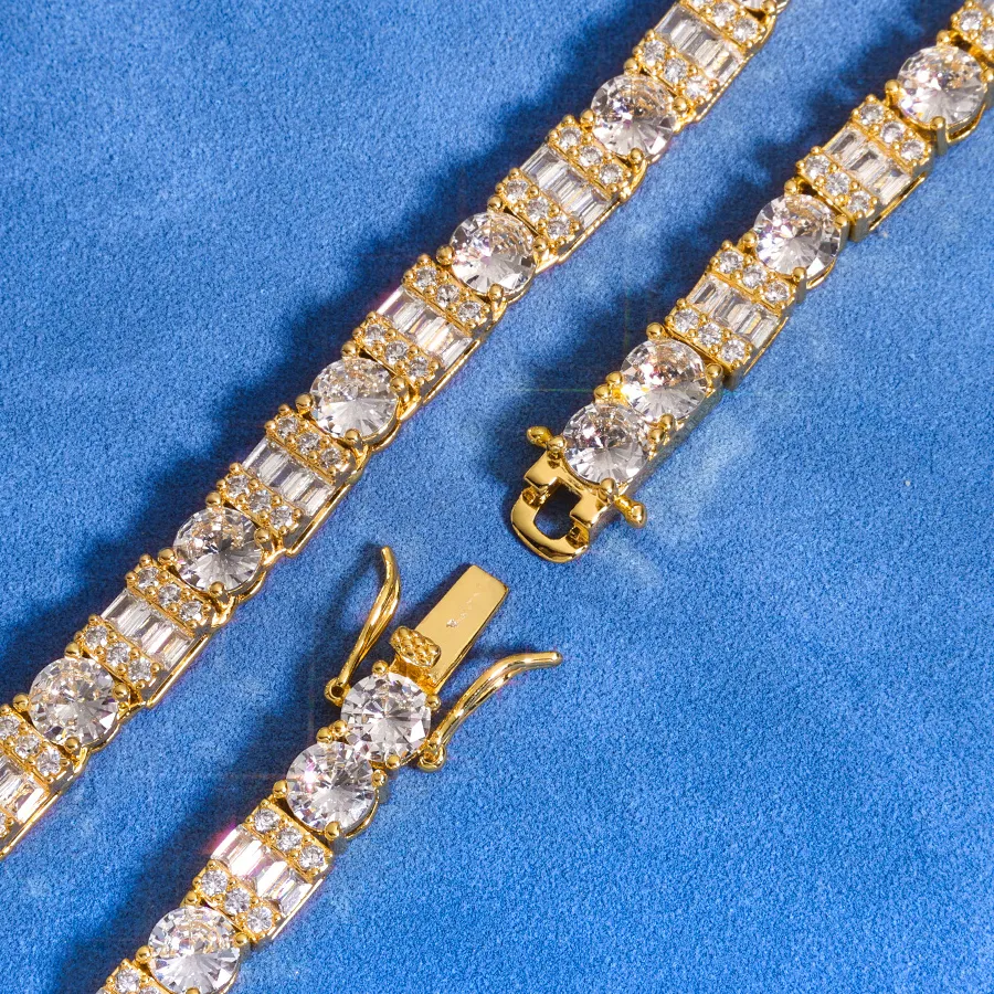 Authentic The Luminescent Cascade: Radiant Baguette Tennis Chain