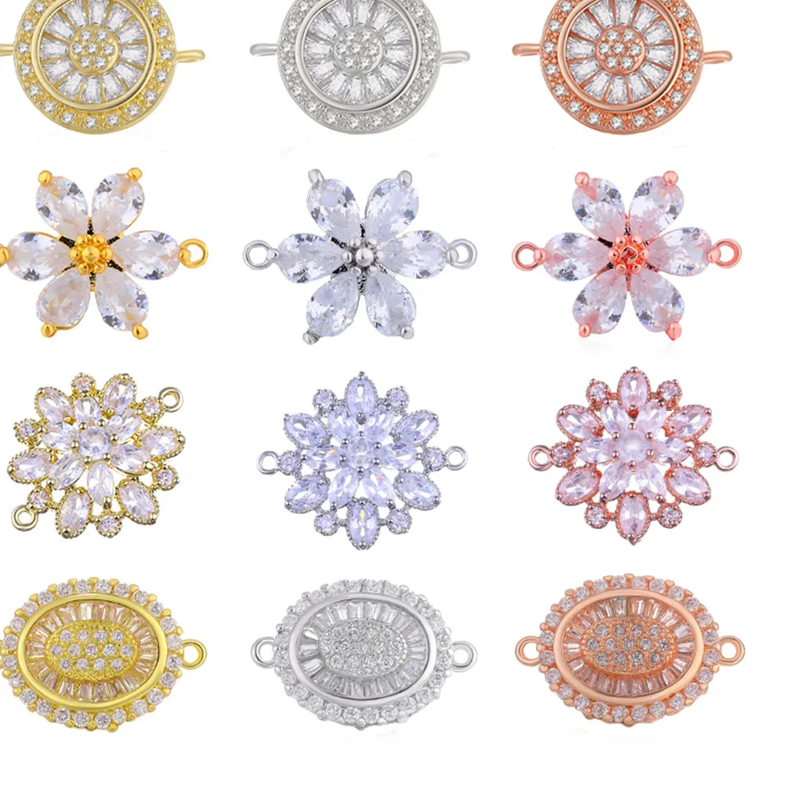 Authentic Sacred Blossoms of Light - Trinities of Cubic Zirconia Flower Connectors