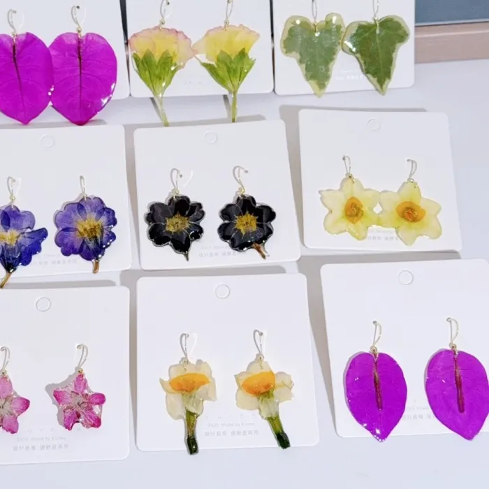 Authentic Botanical Essence Pressed Floral Resin Earrings