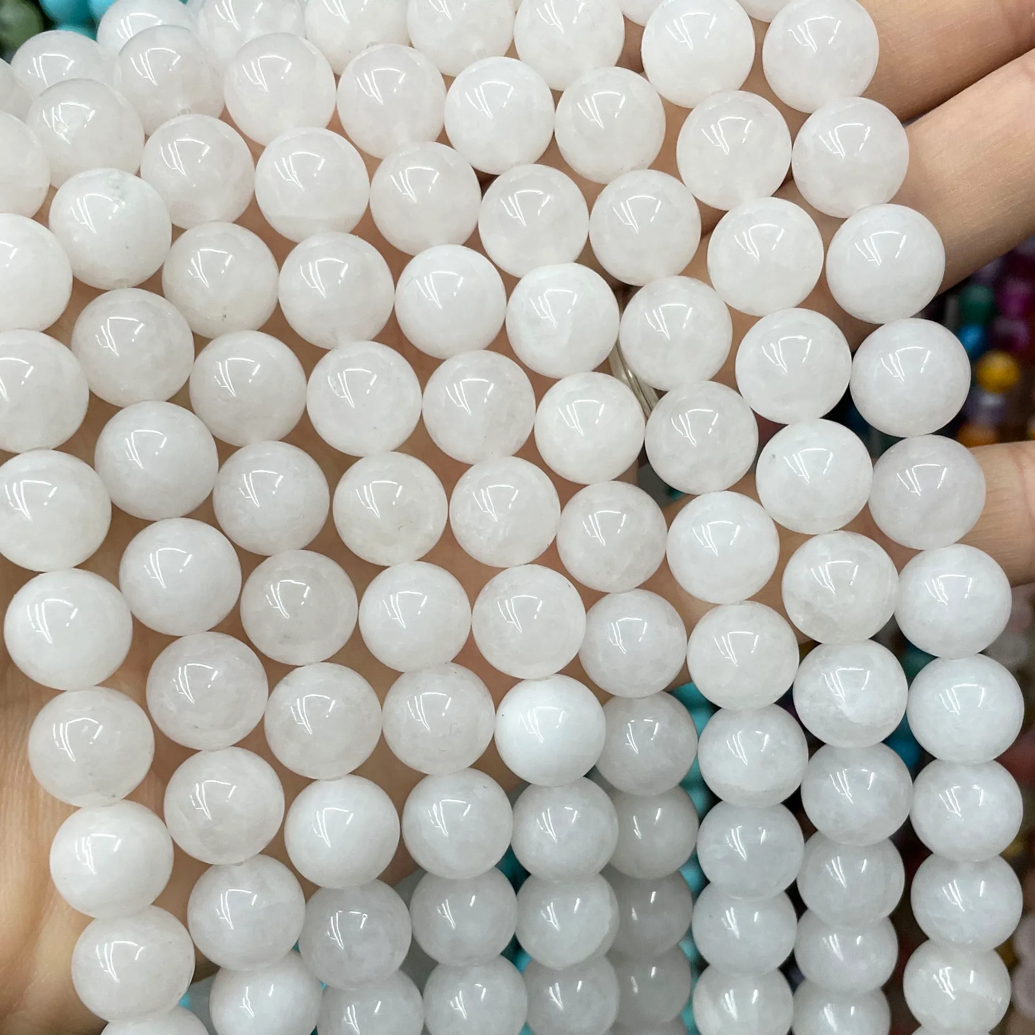 Authentic Chalcedony's Gentle Radiance: White Jade Beads for Serenity and Balance