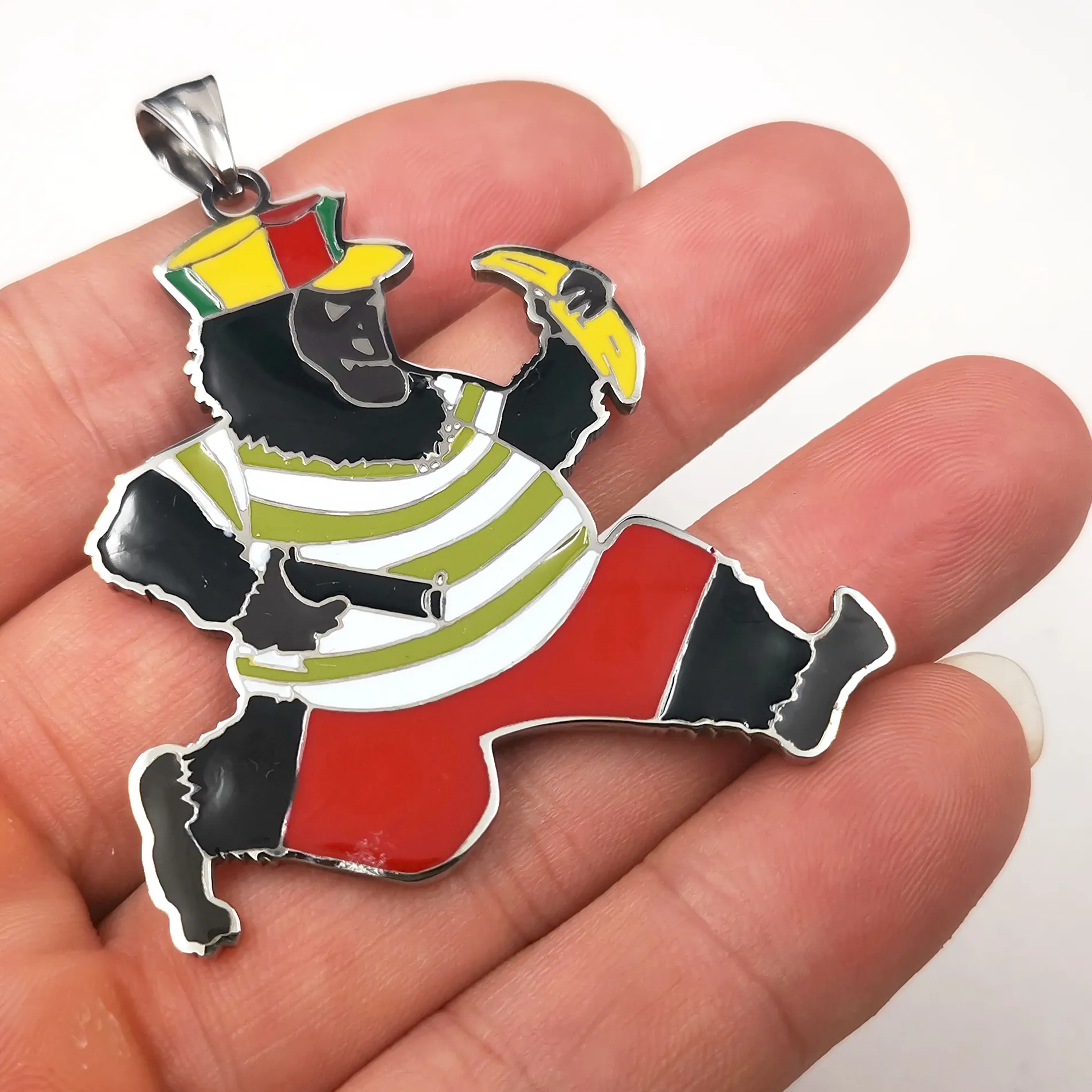 Authentic Mens Large 2 inch ICP Ape Boy Charms Juggalo Pendant Charms Stainless steel Necklace Ball chain 3mm 30 inch