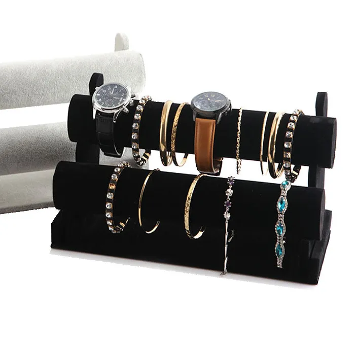 Authentic 2 Layers Bracelets Bangles Storage Rack Jewelry Stand Holder Retro Removable Jewelry Display Watch T-Bar Rack