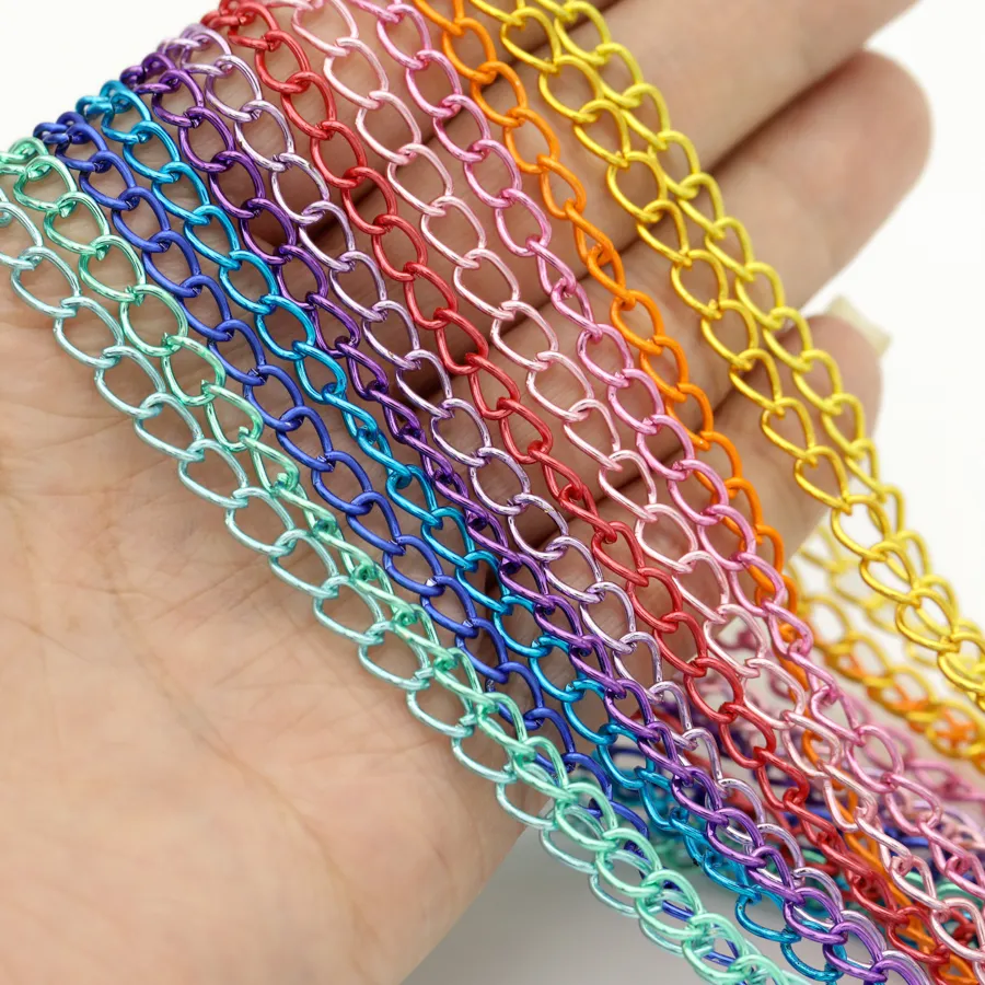 Authentic 2 meters 5mm Colorful Metal Chain Iron Connecting Chain Combination Chain Extension for Jewelry Making Findings DIY Supplies