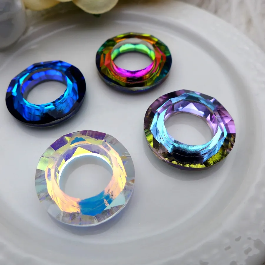 Authentic 20mm Circle Crystal Pendant Round Charm For DIY Jewelry Making Necklace Earrings Glass Connector Beads Finding Wholesale 30 Pcs