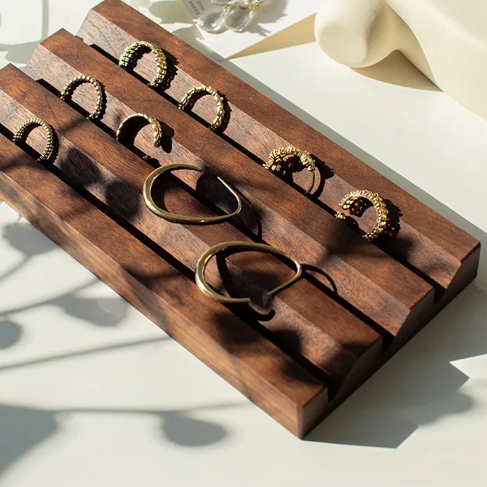 Authentic Walnut Wood Jewelry Pallet Jeweler Shoot Jewellery Pallets Commercial Use Ring Display Tray Storage Organizer Jewelers Trays