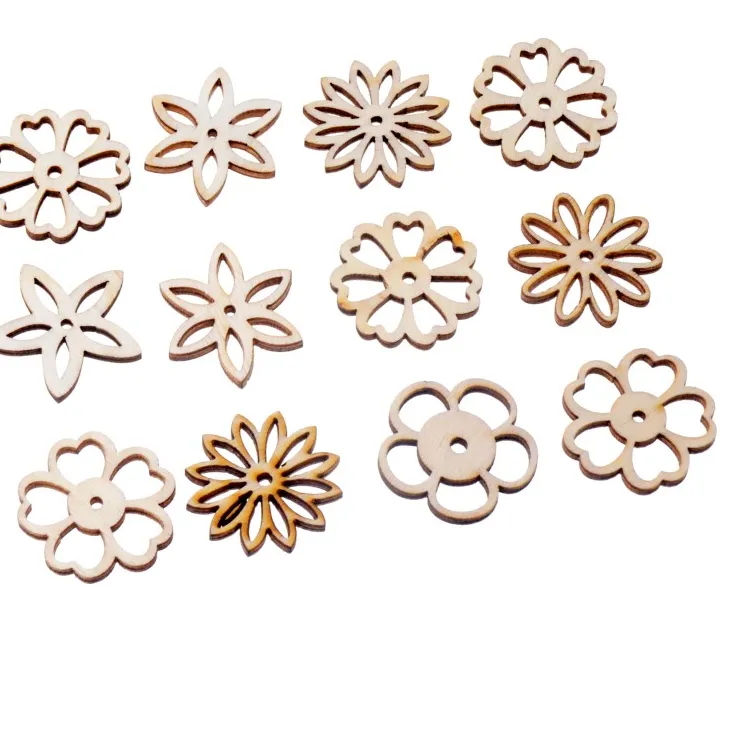 Authentic Best Quality 50Pcs Flower Flatback Wood Craft Decoration Promotions Scrapbooking Embellishments Mixed Styles Pendants