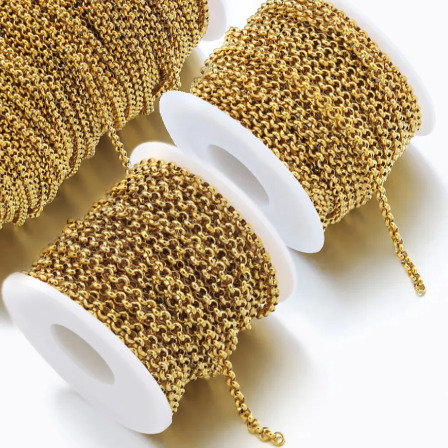 Authentic 1Meter Stainless Steel Round O Chain 2/3/4mm O Shape Link Cable Chain Necklace Bracelet Component DIY Jewelry Making Accessories