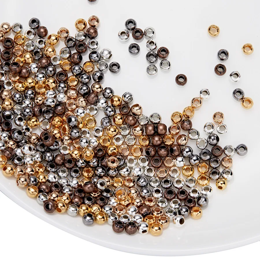 Authentic 30-500pcs/lot 2-10mm Gold Color Round Spacer Bead Ball End Metal Seed Beads For Bracelet Necklace DIY Jewelry Making Accessories