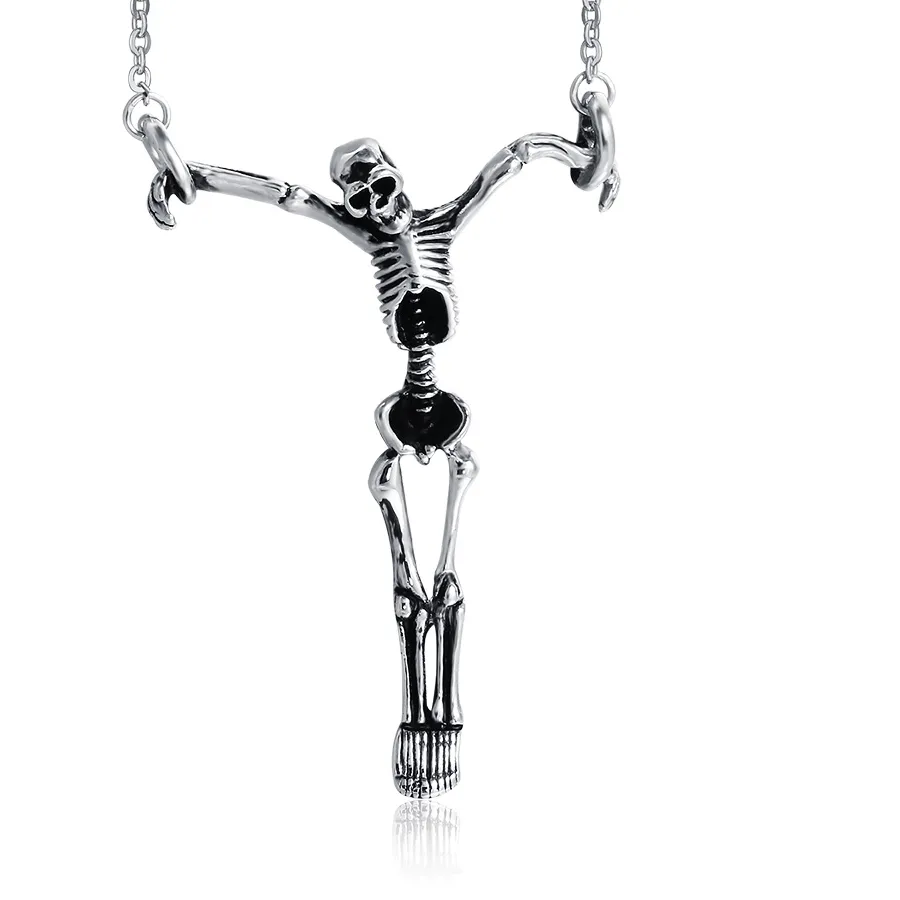 Authentic Halloween Vintage Skull Dangle Soul Skeleton Pendant Necklace For Men Jewelry Party Gifts