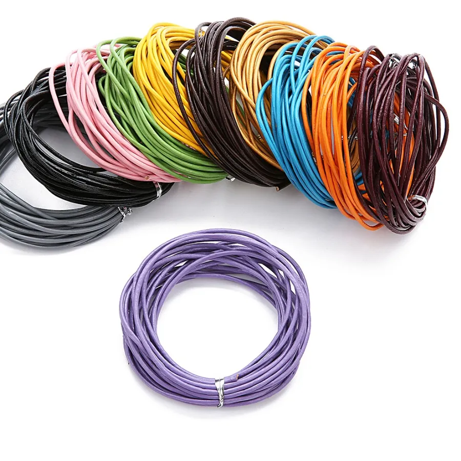 Authentic 10meters/Lot Dia 1/1.5/2/3mm Round Genuine Leather Cord for Necklace Bracelet DIY Jewelry Making Findings Supplies Rope String