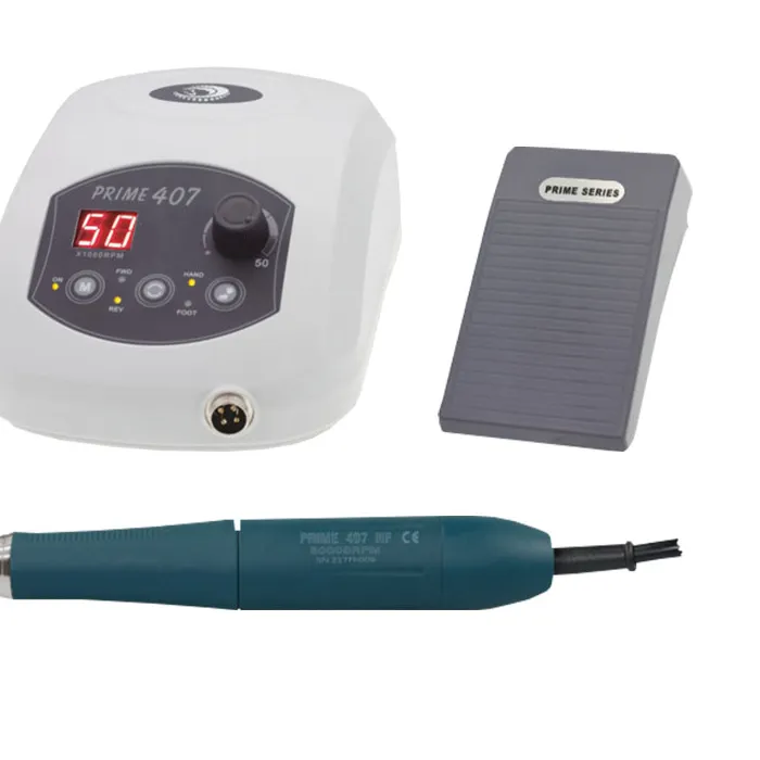 Authentic PRIME 407 High Torque Brushless Micromotor 2.35mm Collet 230W Jewelry Lab Precision Grinding Motor 50,000 RPM with Foot Pedal