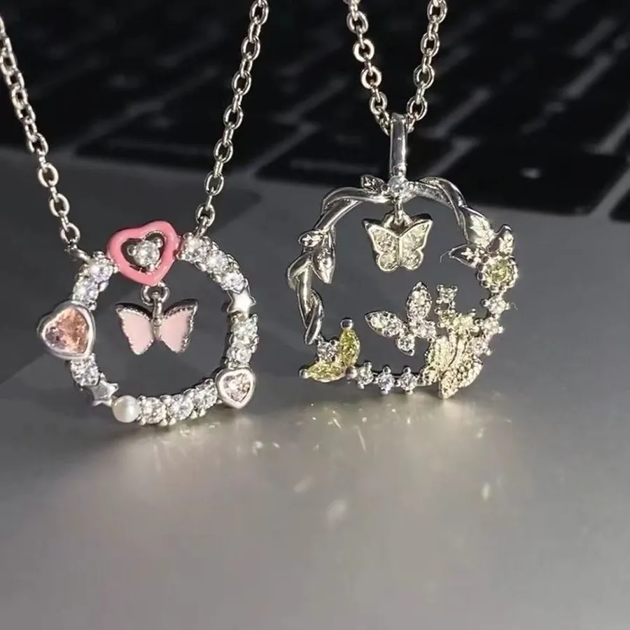 Authentic Xiaohongshu recommends double-layer butterfly thorn ring necklace couple set, INS minimalist luxury small-quantity design, high-end