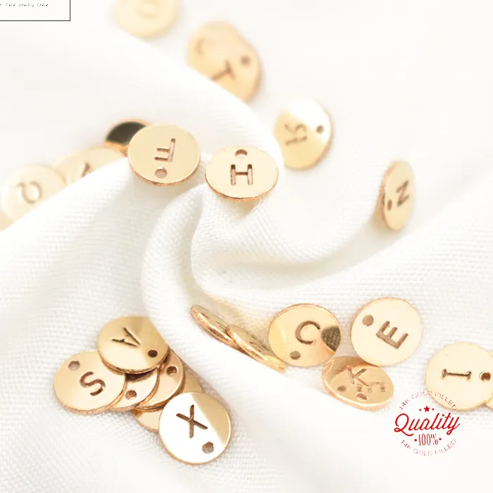 Authentic Real 14K Gold Filled 6MM Round Letter Charm for Jewelry Making DIY Accessories Necklace Charm Hypoallergenic Jewelry Accessory