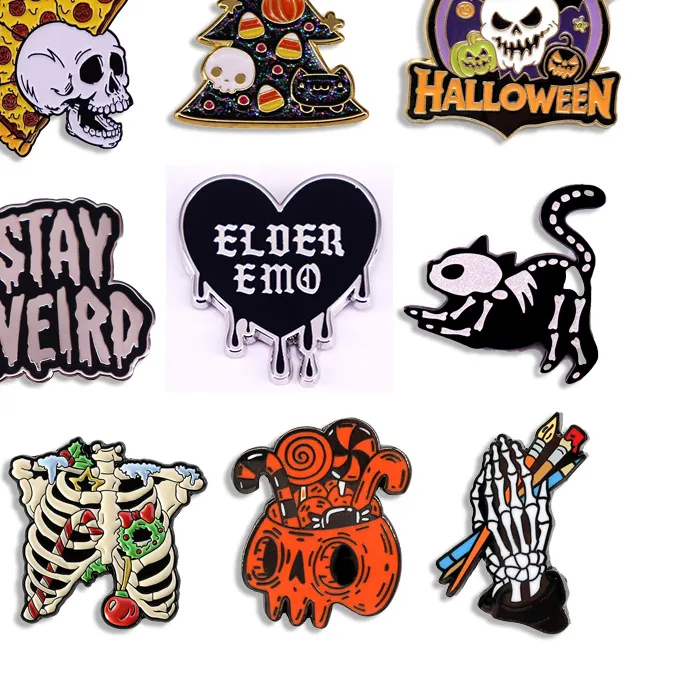 Authentic Popular Halloween Costume Accessories Horror Ghost Skull Pumpkin Pin Metal Badge Holiday Jewelry Gift Wholesale