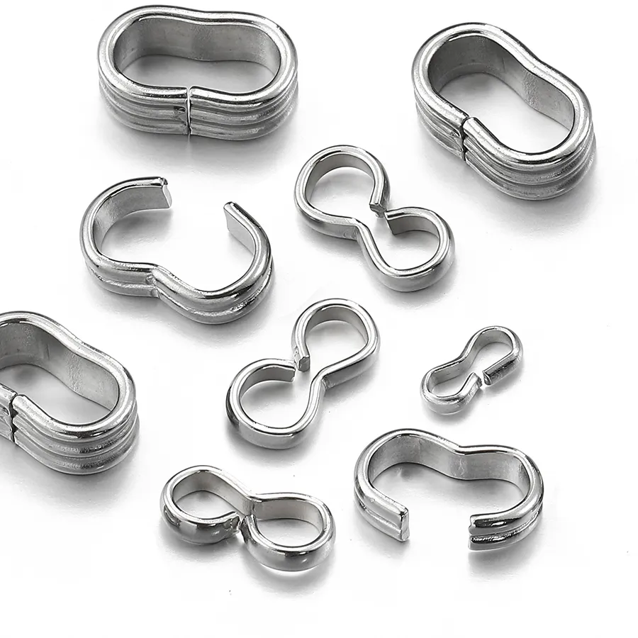 Authentic 50pcs Stainless Steel 8 Shape Clip Handmade Necklace Connector Buckle Bracelet Accessories Clasp for DIY Jewelry Making Supplies