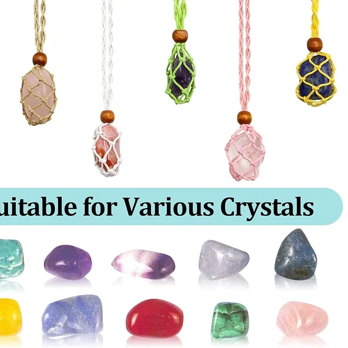 Authentic The Weaver's Sanctuary: Adjustable Hand-Woven Crystal Cage Pendant Cord