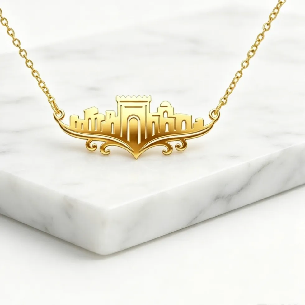 Authentic New Arrival Stainless Steel Jerusalem Castle Cityscape Necklace Vintage Temple Outline Choker for Women Religious Jewelry