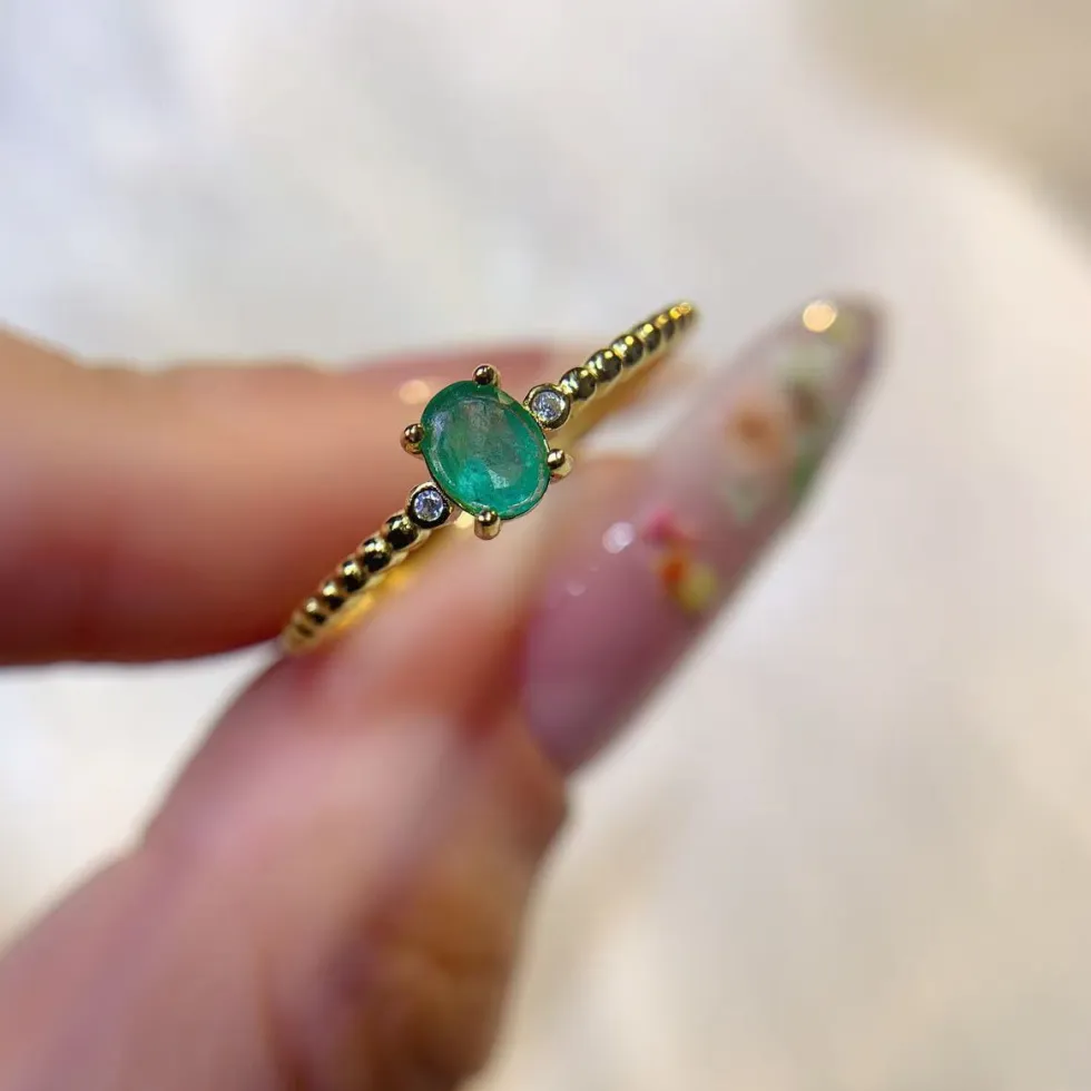 Authentic Classic and Versatile Natural Emerald Ring 4*5mm S925 Sterling Silver Inlay Deep Bright Green Outline Female Jewelry