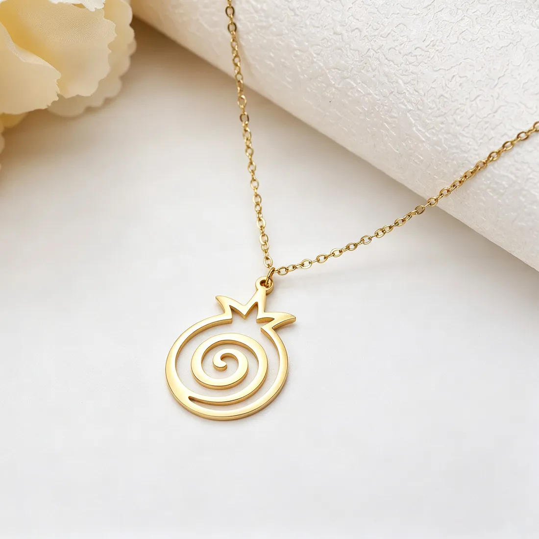 Authentic Hollow Spiral Pomegranate Outline Pendant Necklaces for Women Girl Clavicle Choker Daily Jewelry Gifts